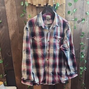 C.E Schmidt Red and Black Workwear  Button Down Shirt. Size XLT